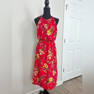 Velvet Torch Red Floral Midi Dress